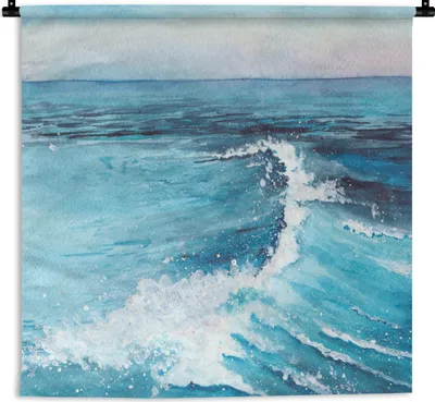 Produktbild von MuchoWow® Wandteppich Wandbehang Meer - Golf - Aquarell 150x150 cm Tapisserie Dekoration Wandtuch - Wohnaccessoires - Modernes
