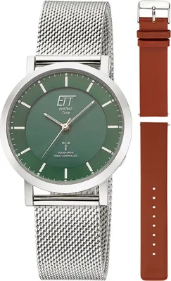ETT Eco Tech Time ELS-11618-81MS Funk-Solar Damenuhr Atacama Edelstahl mit 2 Bändern 1