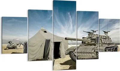 Produktbild von Bild auf Leinwand - Leinwandbild - Panzer Poligon Feld - 125x70cm - Wand Bild - Wanddeko - Leinwanddruck - Bilder - Kunstdruck - Wanddekoration - Leinwand bilder - Wandkunst - EA125x70-3723