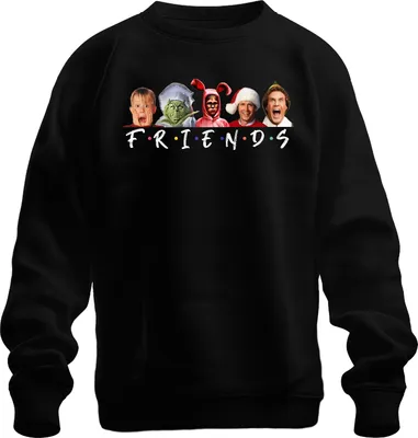 Obrázek produktu pro Friends Merry Christmas Christmas Movies - Vánoce Uni vánoční svetr, černý, L