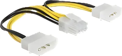Zdjęcie produktu dla DeLOCK 83410, 0,15 m, EPS (8-pin), Molex (3-pin), Męska, Męska, Czarny, Żółty