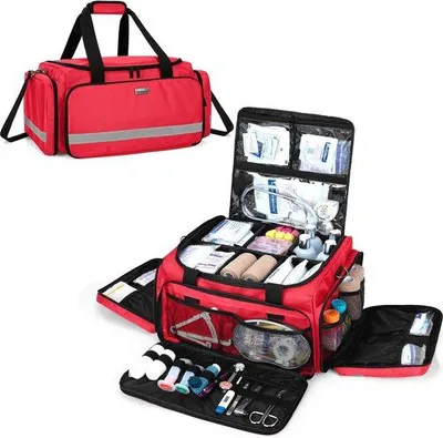 Produktbild von Famanu Erste-Hilfe-Tasche mit Innenfächern für medizinische Bedarfsartikel - Rot