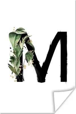Produktbild von MuchoWow® Poster Blätter - Alphabet - Buchstabe M 20x30 cm - Papierdruck