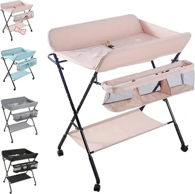 Produktbild von Baby-Wickeltisch – Wickelauflage – Pflegebereich für Babys – Für den Heimgebrauch – Höhenverstellbar – 80 x 66 x 98 cm