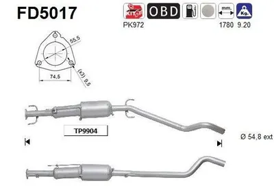 Produktbild von AS FD5017 Dieselpartikelfilter Rußpartikelfilter DPF für OPEL Astra H Schrägheck (A04) Abgasanlage Diesel