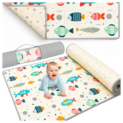 Produktbild von Malplay Krabbelmatte Baby Spielmatte Rollmatte ROLLO XPE 180×200x1,5cm dick, beidseitig, wasserabweisend, rutschfest, ab Geburt
