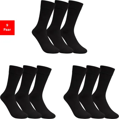 Produktbild von Diabetikersocken Damen & Herren Gesundheitssocken ohne Gummibund & Naht weich druckfrei - Schwarz 35-38 9 Paar