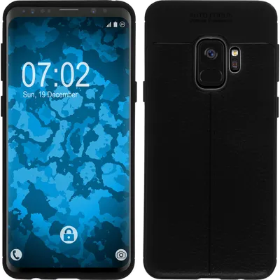 Produktbild von PhoneNatic Case kompatibel mit Samsung Galaxy S9 - schwarz Silikon Hülle Lederoptik Cover