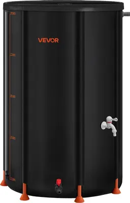 Immagine prodotto di Barile pieghevole per la raccolta dell'acqua piovana, barile portatile da 380 litri per la raccolta dell'acqua piovana, sistema di raccolta dell'acqua piovana in PVC 1000D, serbatoio di raccolta dell'acqua per giardino con rubinetto e kit di troppo pieno, nero