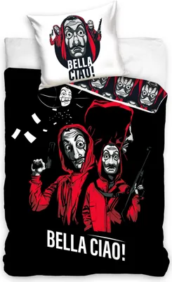 Produktbild von La Casa De Papel - Haus des Geldes - Bettwäsche Wendebettwäsche - SET , 2-teilig , 135 x 200 cm , 80 x 80 cm , 100% Baumwolle