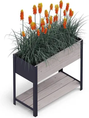 Image de Pot de fleurs en bois pour le jardin et le balcon - Imperméable - Pièce unique - Gris - Bois - 78 x 36 x 72 cm