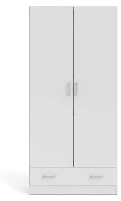 Produktbild von Kleiderschrank 2 Türen Amylya, Schlafzimmermöbel, Schrank, Garderobe, 79x36 h170 cm, Weiß