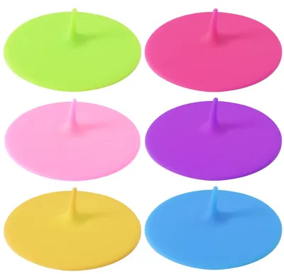 Silikondeckel für Tassen, 6 Stück, bunt, 10 cm, wiederverwendbar