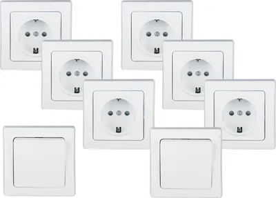 Immagine prodotto di Kit di avviamento ChiliTec DELPHI, 8 pezzi, bianco 6x presa di corrente, 2x interruttore, incl. telaio