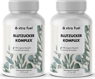 Produktbild von Blutzucker Komplex* - Nährstoffmix mit Ceylon-Zimt, Inositol & Olivenblatt – 2x Dosen (360 Blutzucker Kapseln)