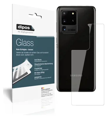 Produktbild von 2x Schutzfolie für Samsung Galaxy S20 Ultra 5G Rückseite - Anti-Shock 9H Folie dipos Glass Kunststoffglas