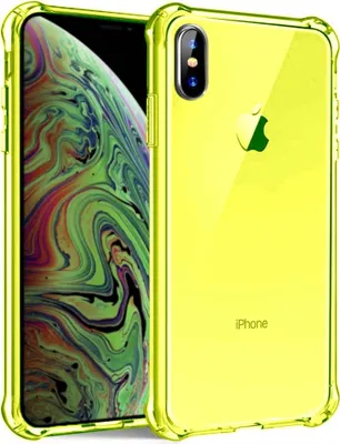 Produktbild von Smartphonica iPhone Xs Max transparente  stoßfeste Silikonhülle mit Bumper - Neongelb