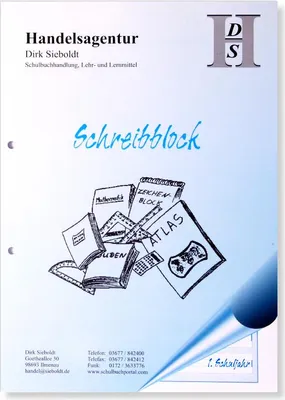 Produktbild von Schreibblock A4 Lineatur 1 - 50 Blatt - 80g/qm - 2-fach gelocht - 1. Schuljahr