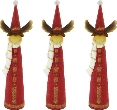 Produktbild von 3er Set Weihnachts Rentier, Dekofigur, rot-weiß, H 36 cm
