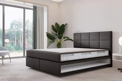 Produktbild von TRADA Mallorca Boxspringbett 140x200 Schwarz Pocket Matratze 9-Zonen Schwebebett