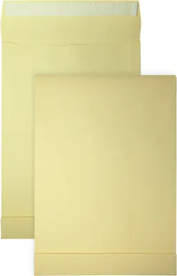 Produktbild von DULA Faltenversandtasche Umschläge - EB4 - 262 x 371 x 38 mm - Gelb - 50 Stück - selbstklebend mit Klebestreifen - 170 g