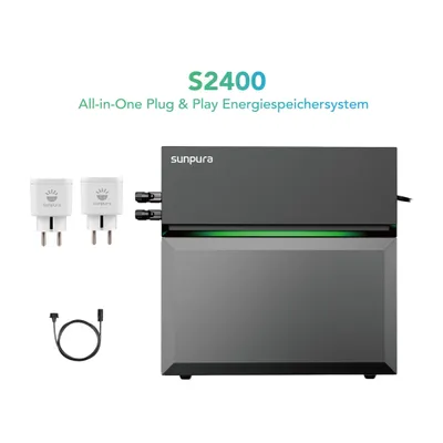Produktbild von Balkonkraftwerk Speicher, Sunpura S2400 All-in-One Speichersystem Energiespeichersystem 2,4 kWh (bis 9,6 kWh erweiterbar) mit 2x Smart Plug