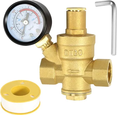 Produktbild von Wasser Druckminderer mit Manometer, Wasserfilter 1/2 Zoll Hausanschluss Druckminderer Wasser, mit Wasserdruckmesser, Wasser üBerdruckventil Aus Messing zur Regulierung des Wasserdrucks