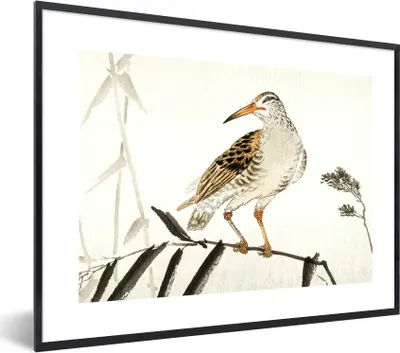 Produktbild von MuchoWow® Gerahmtes Poster Vogel - Zweig - Skandinavisch - Japanisch 40x30 cm - Poster mit Schwarzem Bilderrahmen Wandposter Rahmen Foto Bilder - Kunstposter - Wanddekorationen