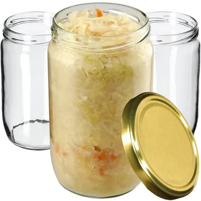 Immagine prodotto di KADAX barattoli per conserve con coperchio "Niva", barattoli per marmellata, barattoli per conserve, 720 ml, oro, 48 pezzi