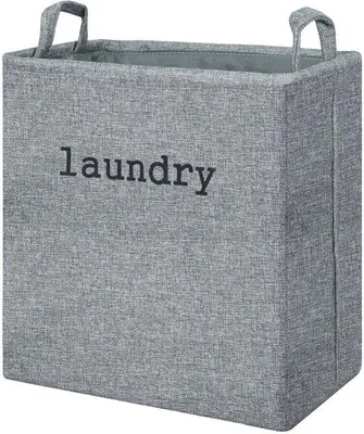Immagine prodotto di Ibenzoa® Cesto per la biancheria pieghevole in tessuto – 35 L, grigio, 34×24×40 cm, impermeabile e traspirante, con maniglie per il trasporto, salvaspazio, ideale per bagno e camera da letto
