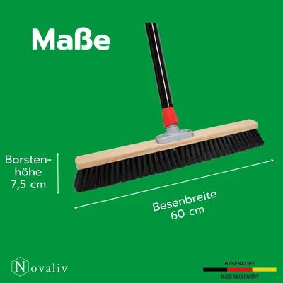 Zdjęcie produktu dla Novaliv duża miotła 2x miotła halowa 60 cm z rączką włosie syntetyczne miotła drobna idealna jako miotła warsztatowa z rączką miotła halowa miotła przemysłowa miotła domowa miotła do zamiatania miotła pokojowa miotła do włosów miotła duża