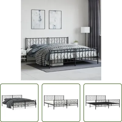 Produktbild von The Living Store Bettgestell mit Kopf- und Fußteil Metall Schwarz 193x203 cm