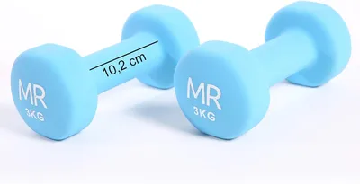 Produktbild von Rebecca Mobili Gewichte Hantel Hellblau Gusseisen Neopren Griff Heim 2 x 3 kg