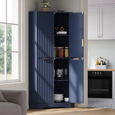Produktbild von STILVORA Eckschrank mit 4 Türen und verstellbaren Einlegeböden, Aufbewahrungsschrank mit Stauraum, Sideboard für Küche, Esszimmer und Wohnzimmer
