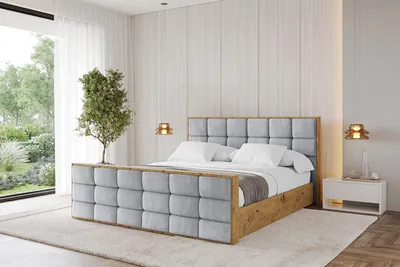 Produktbild von ALTDECOR Polsterbett mit Bettkasten - ENZO2-Z - 180x200  Hellgrau- Bett mit Kopfteil und Fußteil, Boxbett ohne Matratze, Doppelbett mit Stauraum