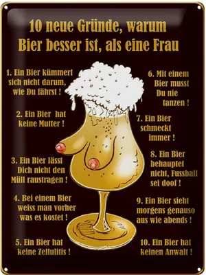 Produktbild von Blechschild  10 Gründe Bier besser als Frau, 40 x 30 cm, Blechschilder Spruch Alkohol