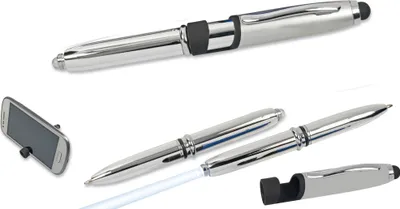 Produktbild von LED Touchpen Kugelschreiber / mit Licht und Smartphone Halterung / silber