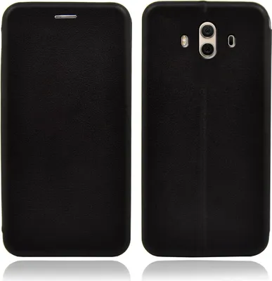 Two views of a black smartphone case, one showing the front and the other the back with camera lenses.