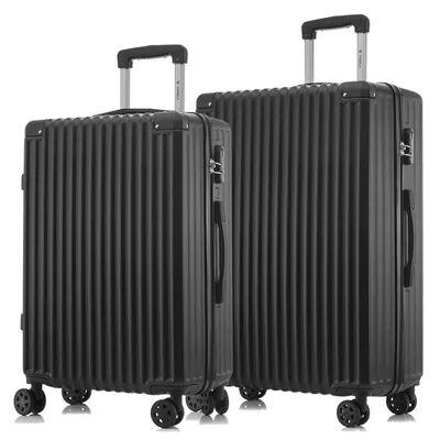 Produktbild von Suitcase Set, Rollkoffer Handgepäck, Kofferset, mit 4 Rollen 360°, Hartschalenreise Zahlenschloss, Weicher Gummigriff (2er Set, L&XL, Schwarz)
