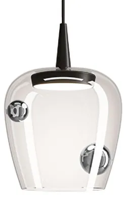 Imagen del producto de Lámpara colgante Zafferano Bilia, 230 V, LED, 8 W, fabricada en vidrio de borosilicato soplado a mano, con acabado y plateado, diámetro de 18 cm, altura total de 324 cm