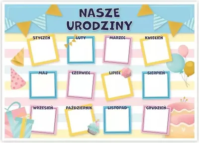 Immagine prodotto di Plakat kalendarz urodzinowy laminowany wielokrotnego użytku LearnHow