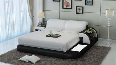 Produktbild von Wasserbett Hotel Doppelbett Betten Komplett Lederbett Polsterbett Wasser Mit USB