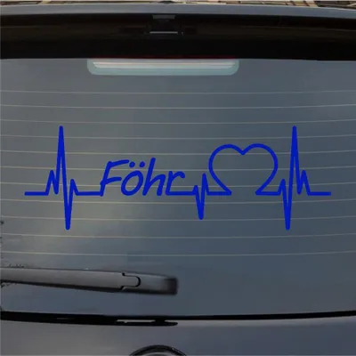 Produktbild von Heckscheibenaufkleber Föhr Herzschlag Puls Insel Nordsee Liebe 55x18 cm Dunkelblau Auto Aufkleber Sticker