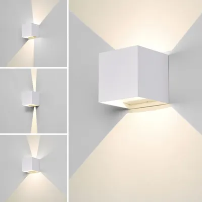 Produktbild von Außenlampe mit Bewegungsmelder Weiß, 12W Wandleuchte Aussen/Innen LED Wandlampe Innen, Außenleuchten Warmweiß Wasserdicht Verstellbare Aussenlampe für Garten Flur