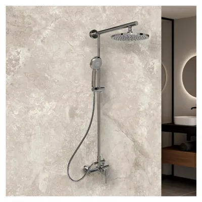 Produktbild von Duschsystem mit Regendusche, Einhebelmischer und runder Kopfbrause in Chrom
