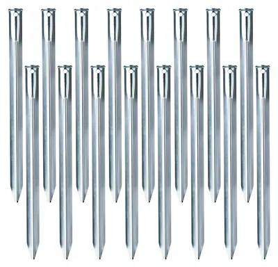 Image de 16 piquets de tente robustes en métal, idéaux pour le camping