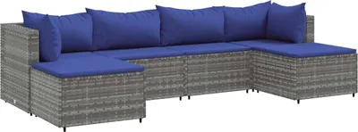 Produktbild von vidaXL 6-tlg. Garten-Lounge-Set mit Kissen Grau Poly Rattan