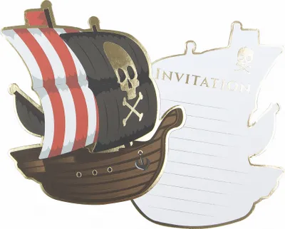 Produktbild von Piratenabenteuer-Einladungskarten 8 Stück bunt 10 x 12 cm - Einheitsgröße