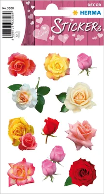Produktbild von HERMA Sticker DECOR "Rosenblüten bunt" 3 Blatt à 11 Sticker