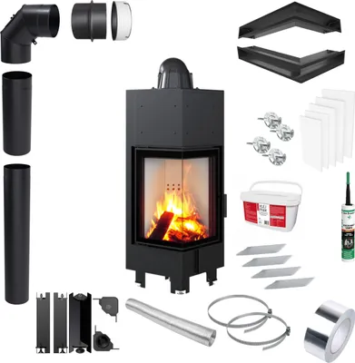 Immagine prodotto di Inserto per caminetto KRATKI MBN Sinistra 10kW Ø200 Ecodesign Set per l'installazione